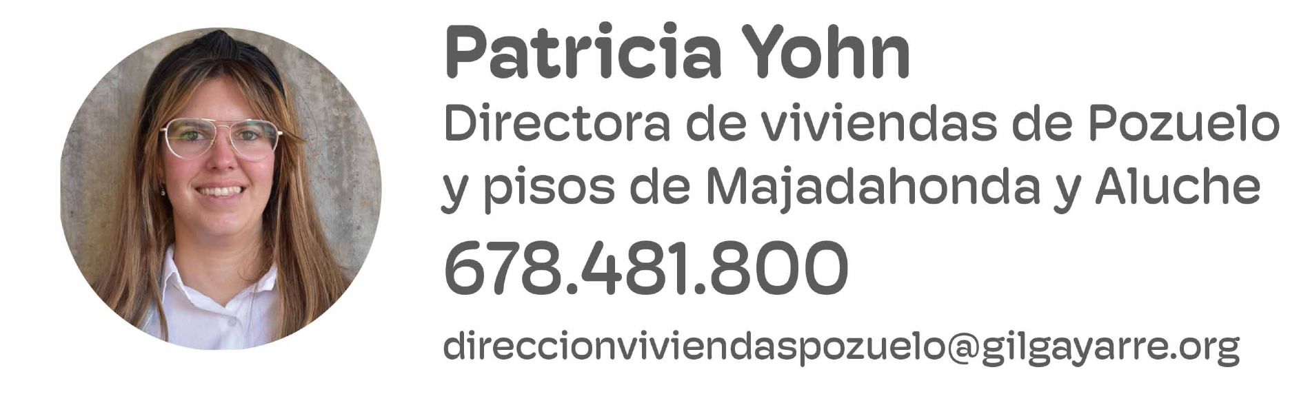 Contacto de la Directora de Viviendas de Pozuelo y Pisos de Majadahonda y Aluche de la Fundacin Gil Gayarre